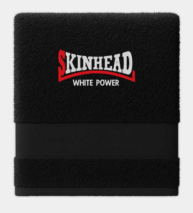 White Power Skinhead Embroidered Towel