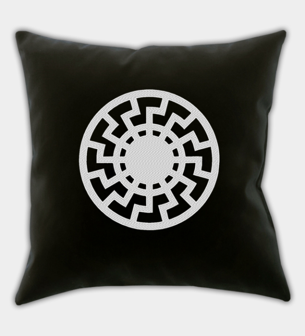 Sunwheel Embroidered Throw Pillow Cover