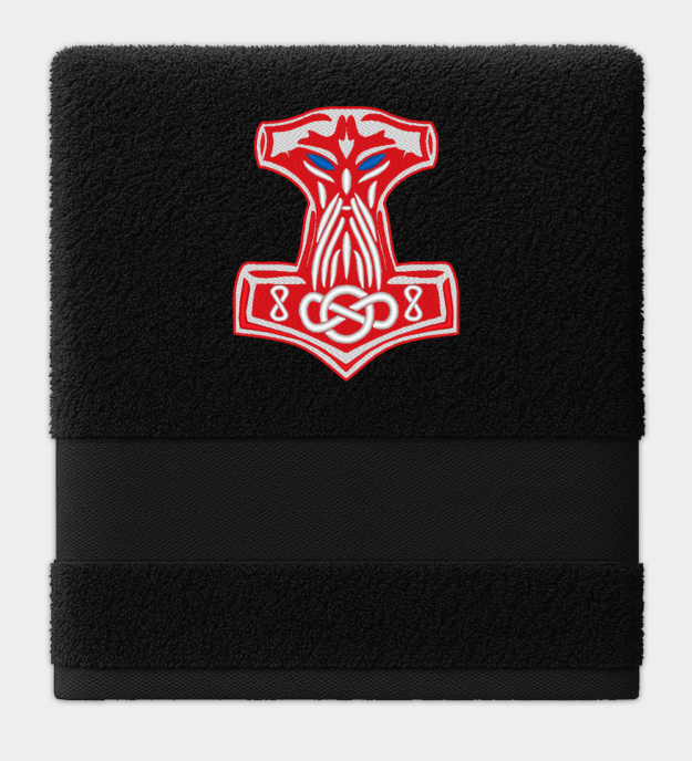 Thor's Hammer Mjolnir Embroidered Towel