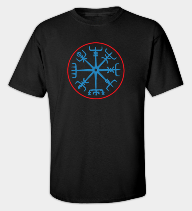 Viking Compass Vegvísir Embroidered T-Shirt