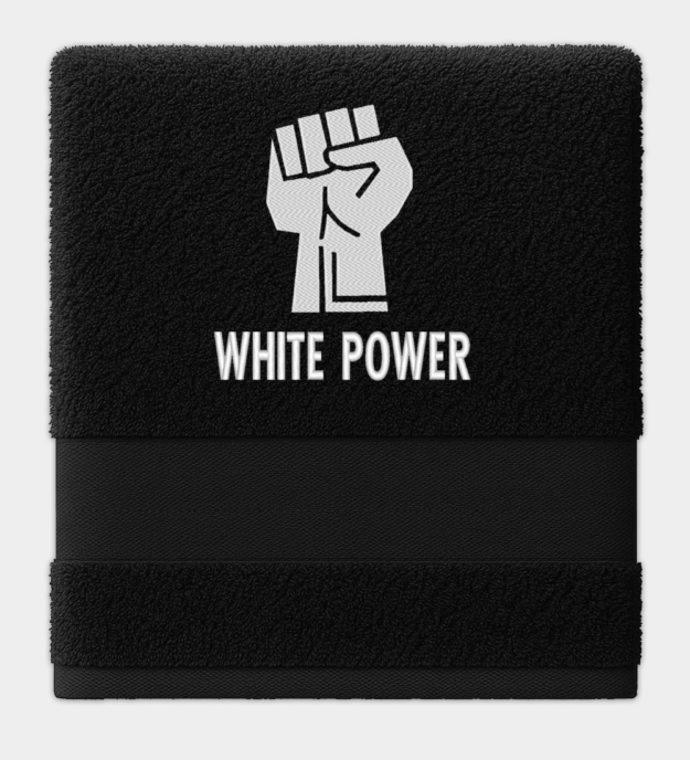 White Power Embroidered Towel