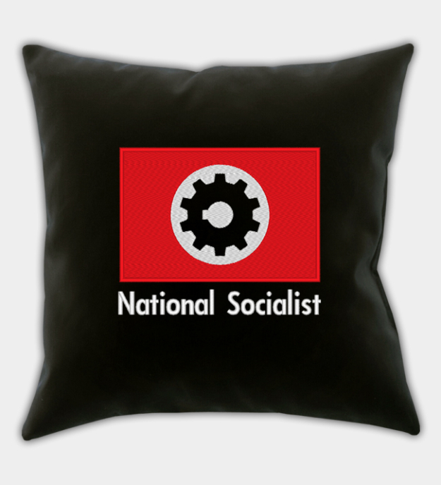 National Socialist Embroidered Throw Pillow Cover