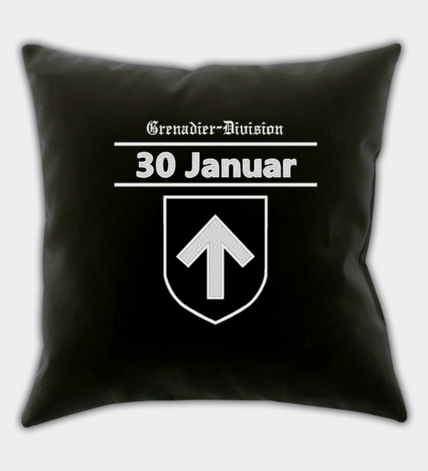 SS Freiwilligen Grenadier Division 30 Januar Embroidered Black Throw Pillow Cover
