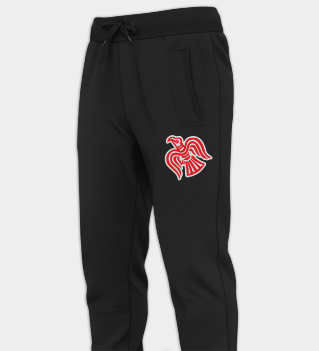 Viking Raven Motif Embroidered Jogger
