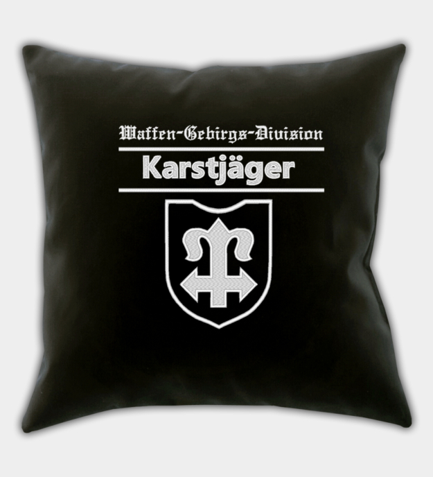 Waffen-SS Gebirgs Division Karstjäger Embroidered Black Throw Pillow Cover
