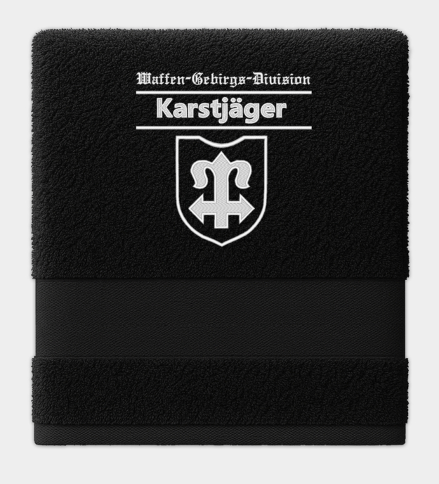 Waffen-SS Gebirgs Division Karstjäger Embroidered Black Towel
