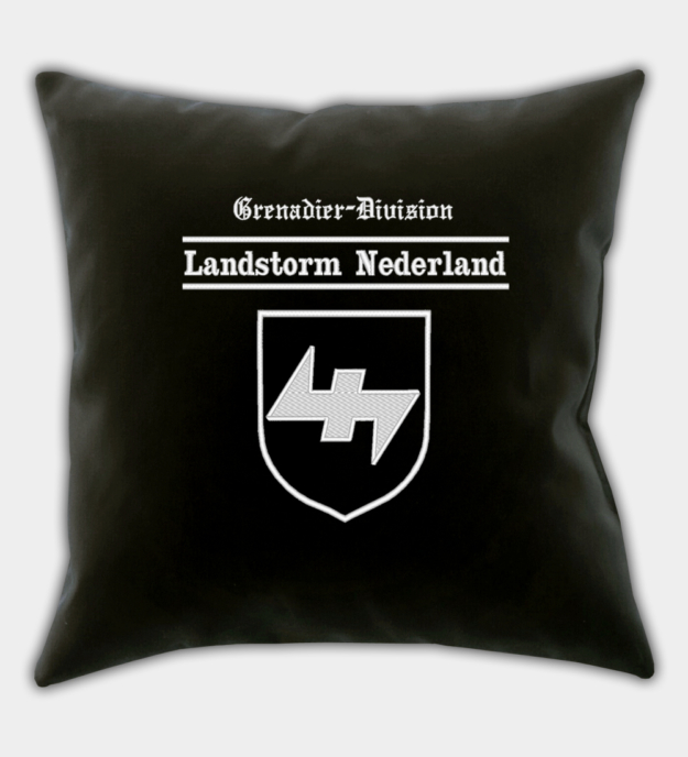 Waffen-SS Landstorm Nederland Embroidered Black Throw Pillow Cover