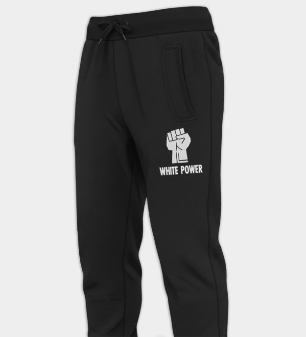 White Power Fist Embroidered Jogger