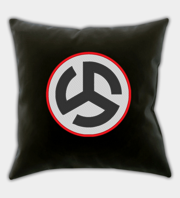 Flemish Triskele Embroidered Black Throw Pillow Cover