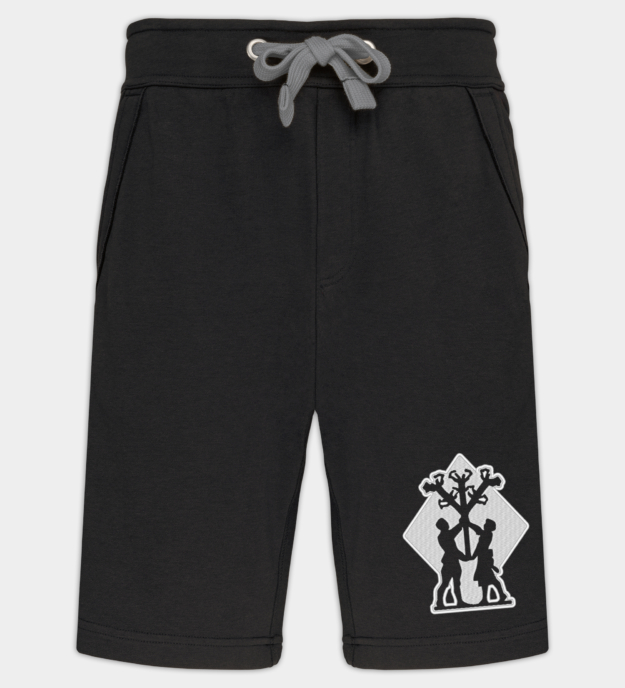 Algiz Life Rune Motif Embroidered Bermuda Shorts