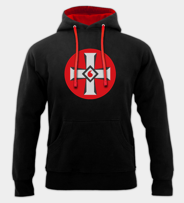 Blood Drop Cross Embroidered Hooded Sweatshirt