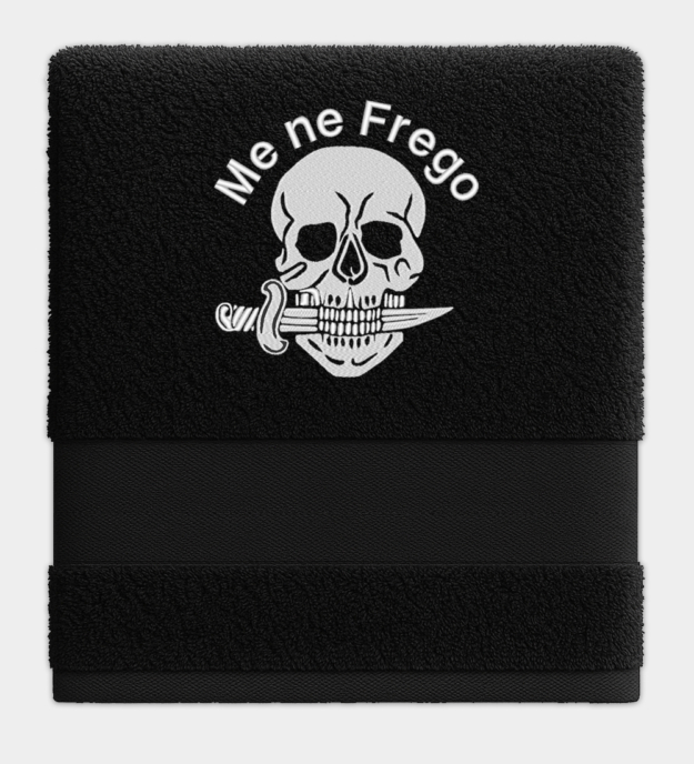 Me Ne Frego Embroidered Black Towel