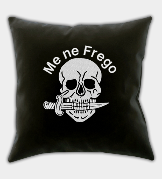 Me Ne Frego Embroidered Black Throw Pillow Cover