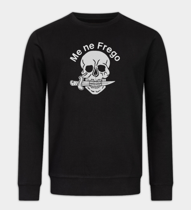 Me Ne Frego Skull Embroidered Crew Neck Sweatshirt