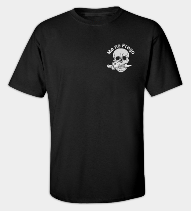 Me Ne Frego Skull Embroidered Crew Neck T-Shirt