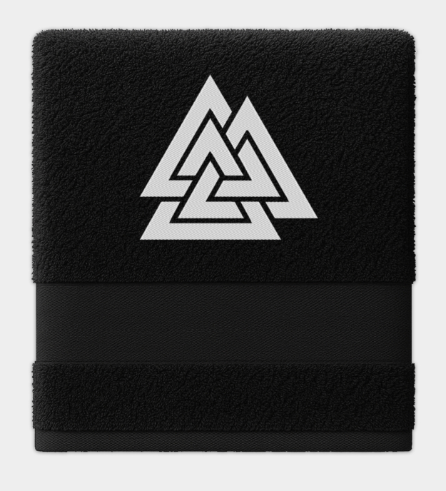 Valknut Embroidered Black Towel