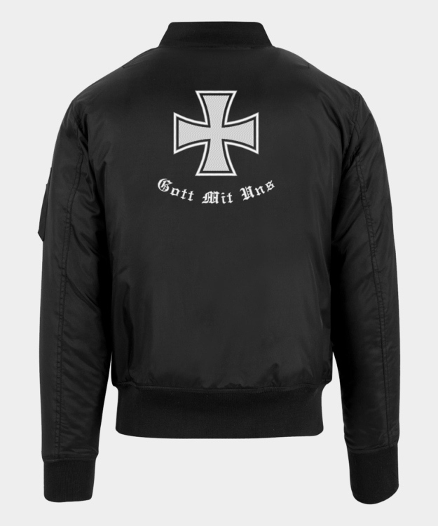 Iron Cross Gott Mit Uns Embroidered Bomber Jacket
