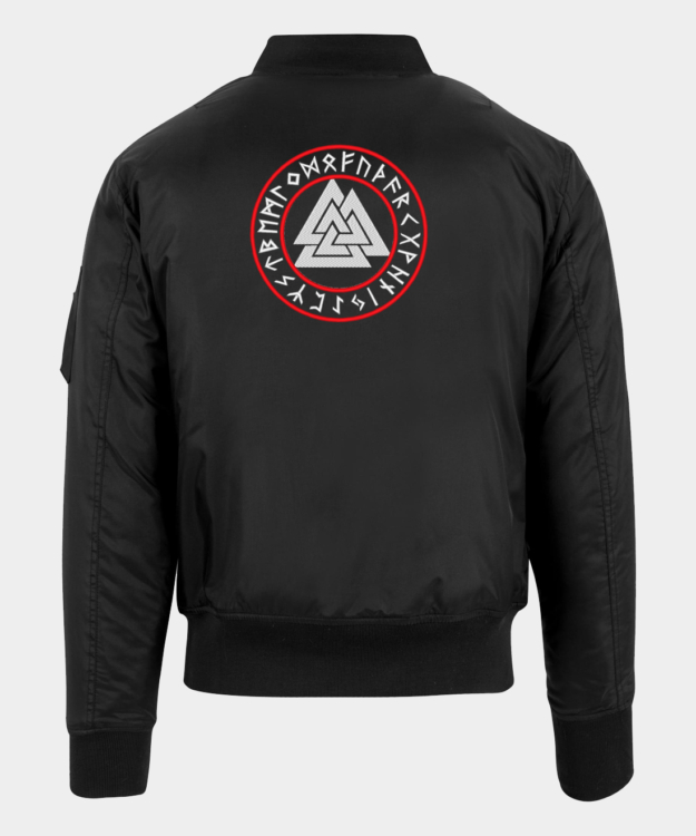 Valknut Runic Circle Embroidered Bomber Jacket