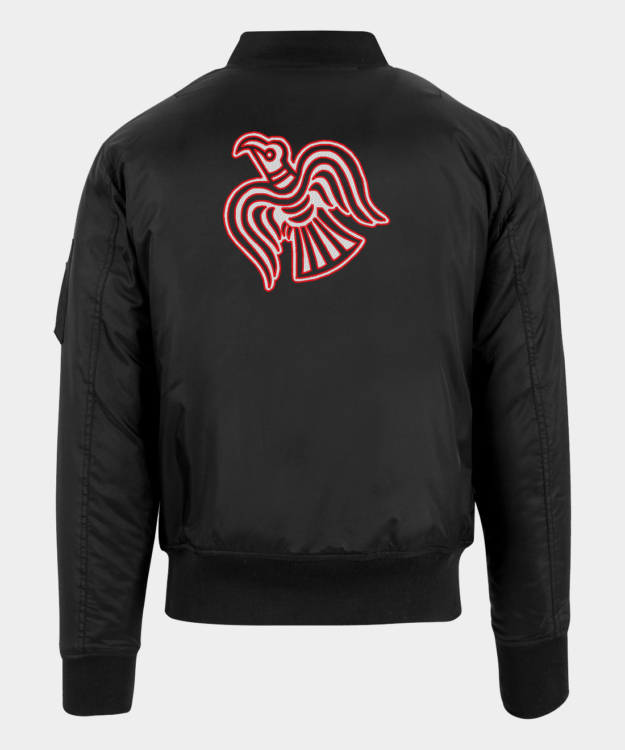 Viking Raven Motif Embroidered Bomber Jacket