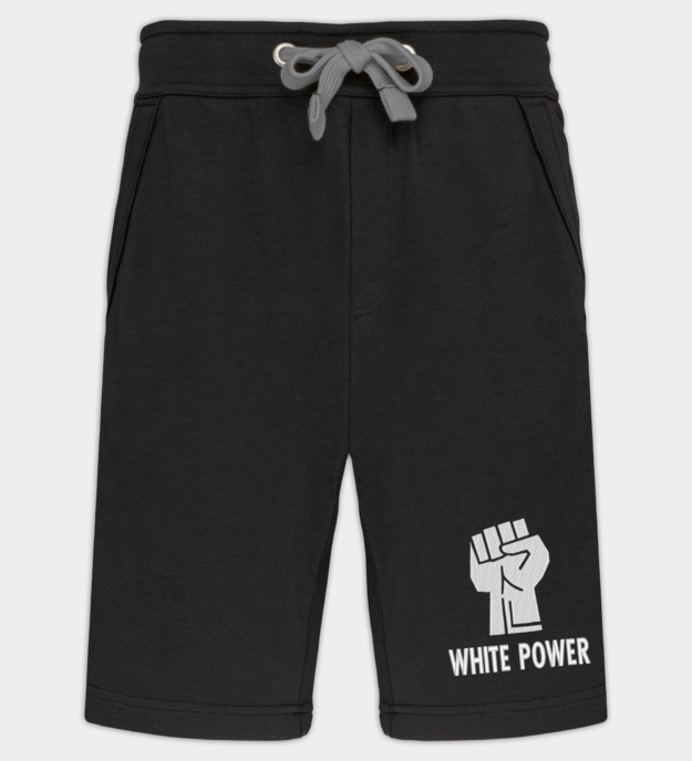 White Power Fist Embroidered Bermuda Shorts