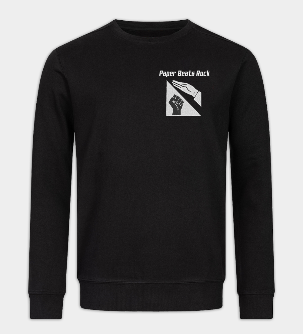 Anti-BLM Paper Beats Rock Embroidered Crew Neck Sweatshirt Anti-BLM Paper Beats Rock Embroidered Crew Neck Sweatshirt