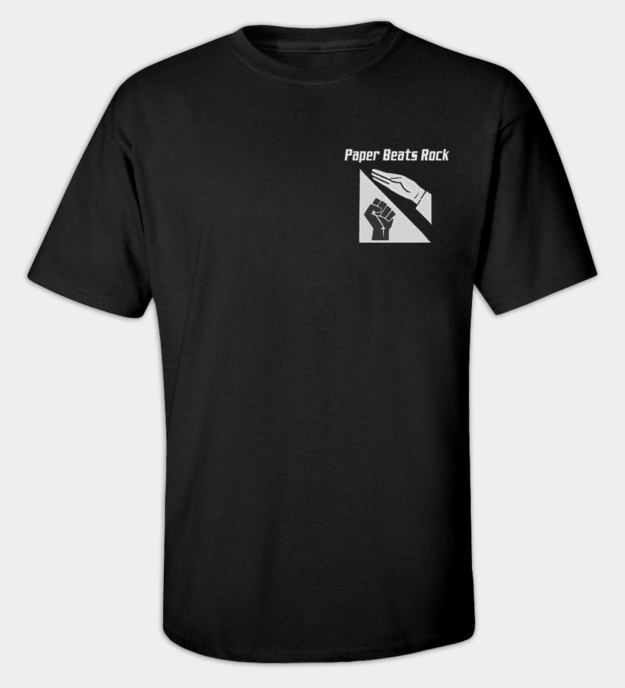 Anti-BLM Paper Beats Rock Embroidered Crew Neck T-Shirt