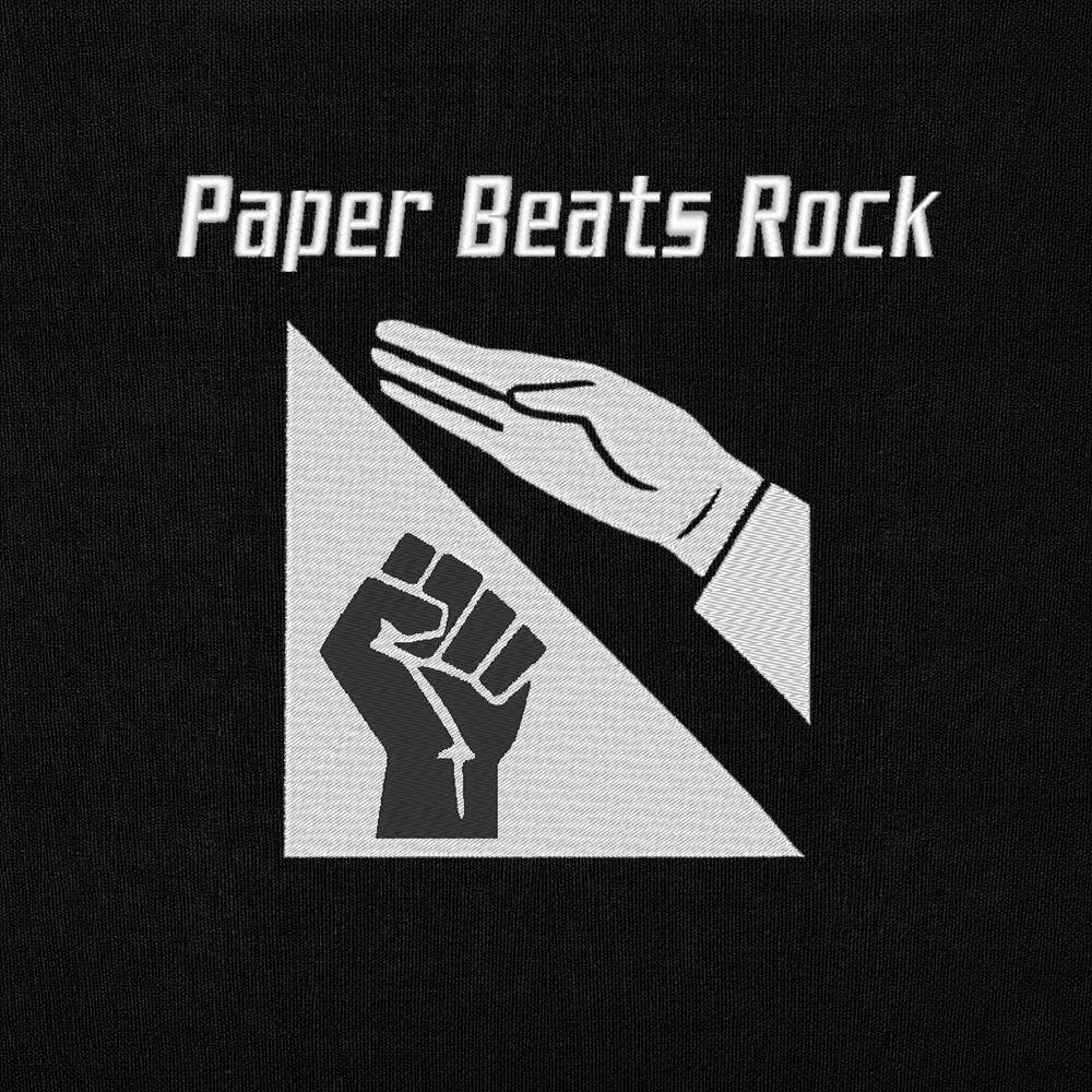 Anti-BLM Paper Beats Rock Embroidered Design Anti-BLM Paper Beats Rock Embroidered Design