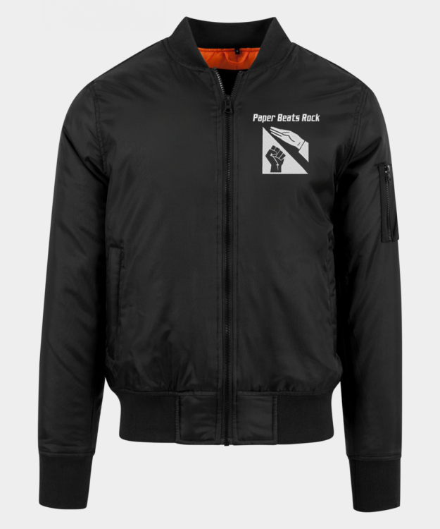 Paper Beats Rock Embroidered Bomber Jacket