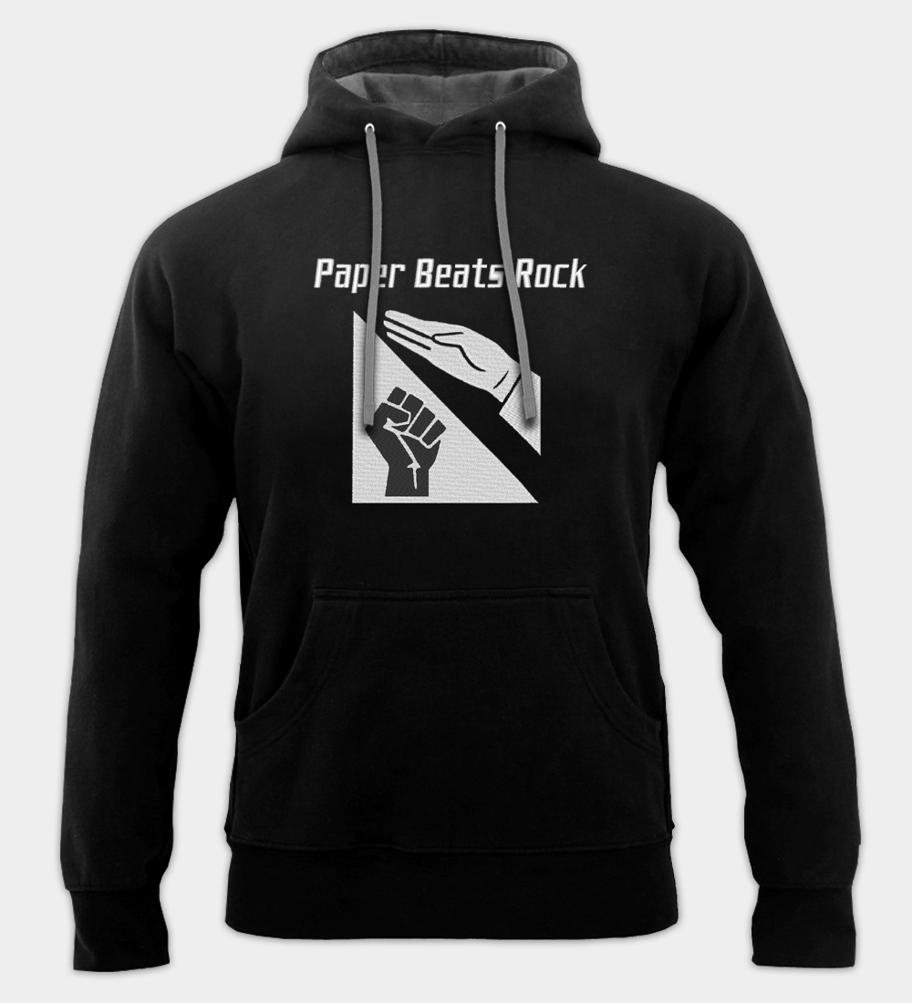 Paper Beats Rock Embroidered Hoodie Paper Beats Rock Embroidered Hoodie