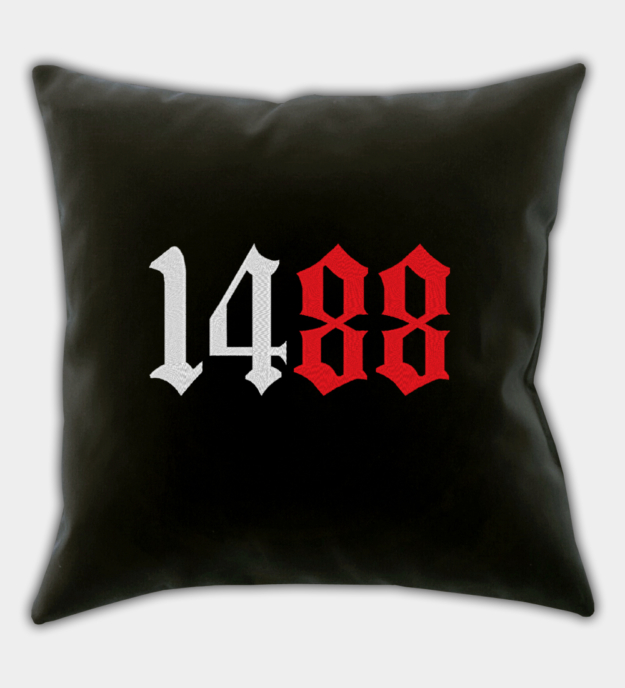 1488 Embroidered Black Throw Pillow Cover