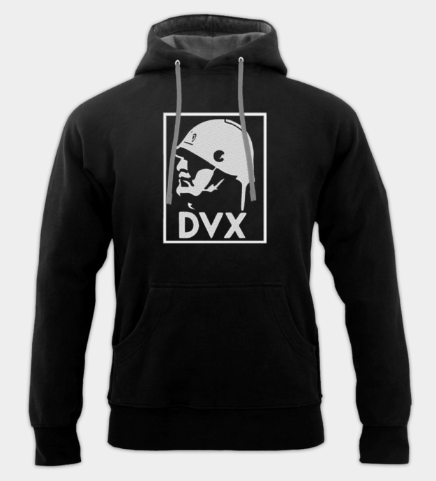 Mussolini Portrait Embroidered Hooded Sweatshirt