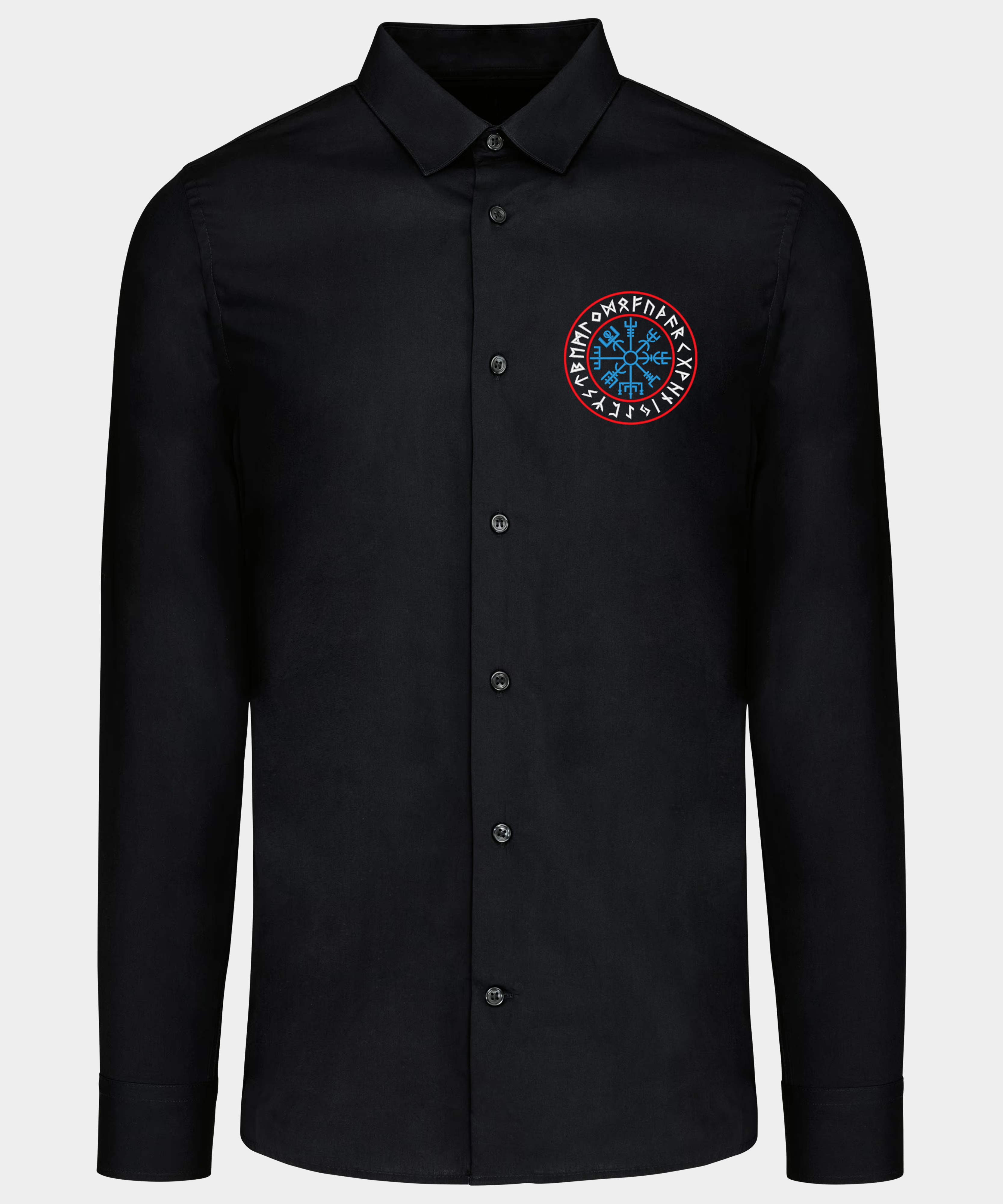 Runic Vegvísir Embroidered Shirt Runic Vegvísir Embroidered Shirt