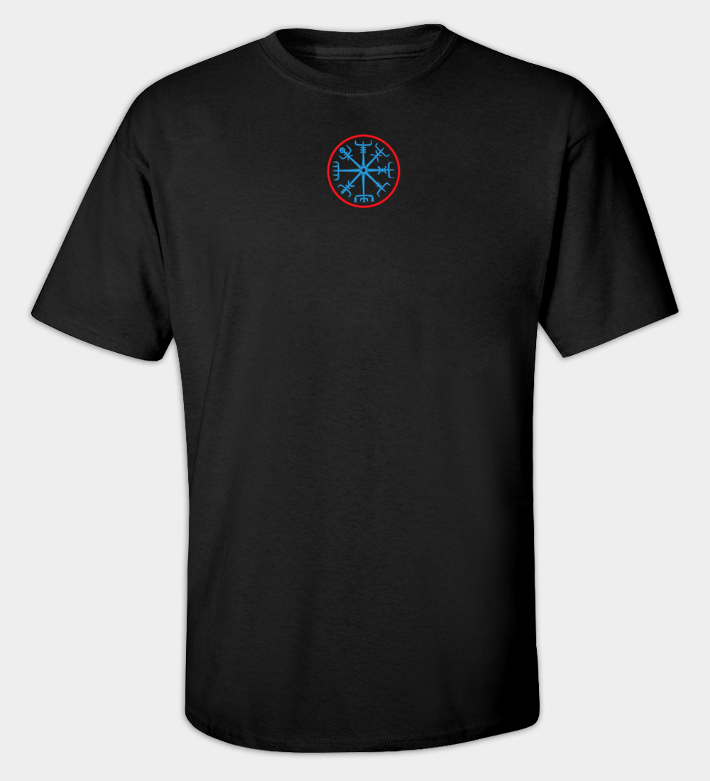 Viking Vegvísir Embroidered Crew Neck T-Shirt Viking Vegvísir Embroidered Crew Neck T-Shirt
