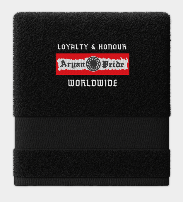 Aryan Pride Embroidered Black Towel