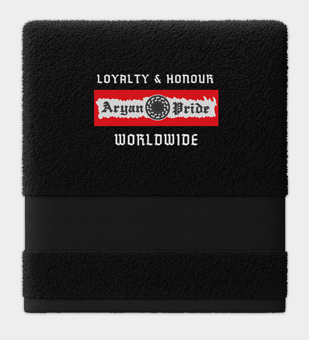 Aryan Pride Embroidered Black Towel Aryan Pride Embroidered Black Towel