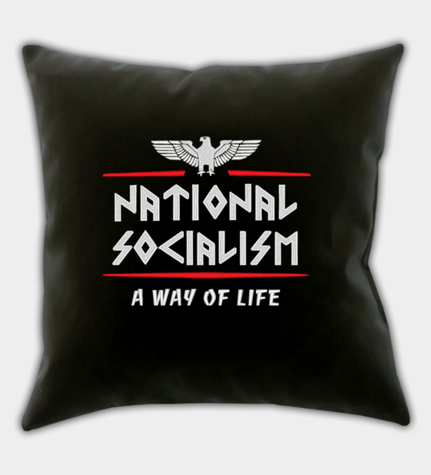 National Socialism Embroidered Black Throw Pillow Cover