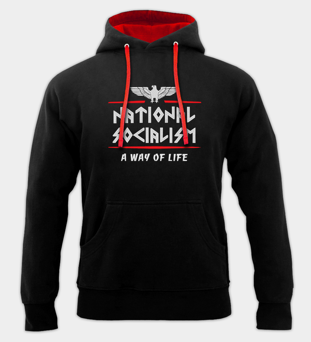 National Socialism Embroidered Hooded Sweatshirt National Socialism Embroidered Hooded Sweatshirt