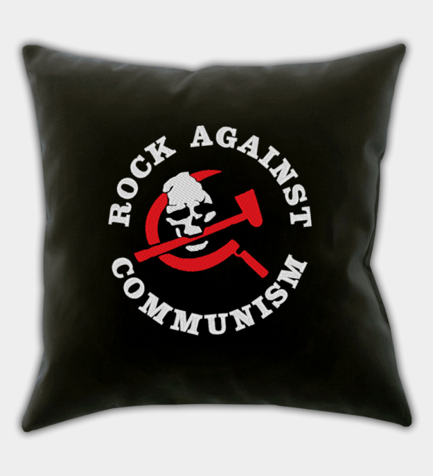 Rock Against Communism Embroidered Black Throw Pillow Cover
