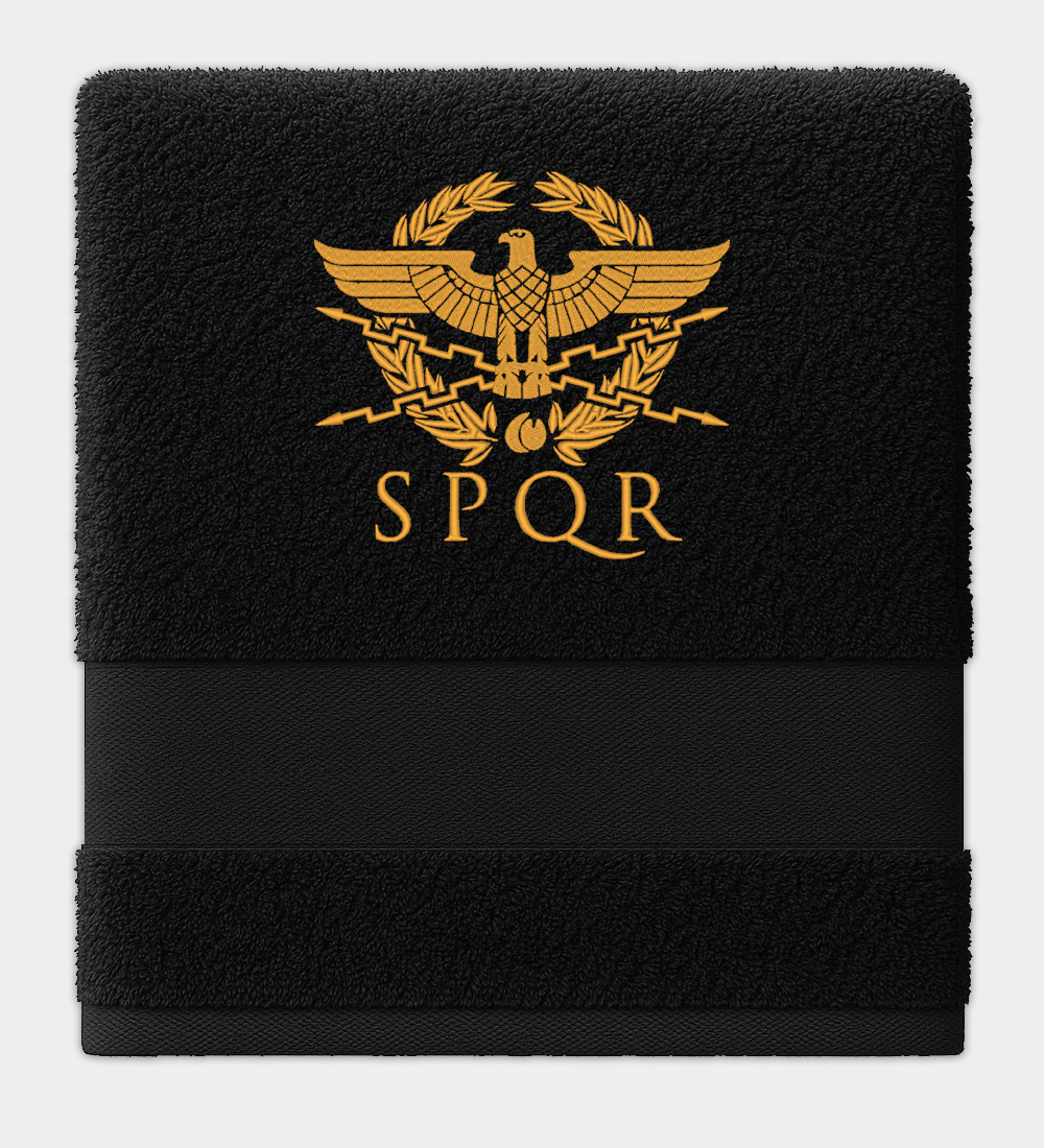 SPQR Embroidered Black Towel SPQR Embroidered Black Towel