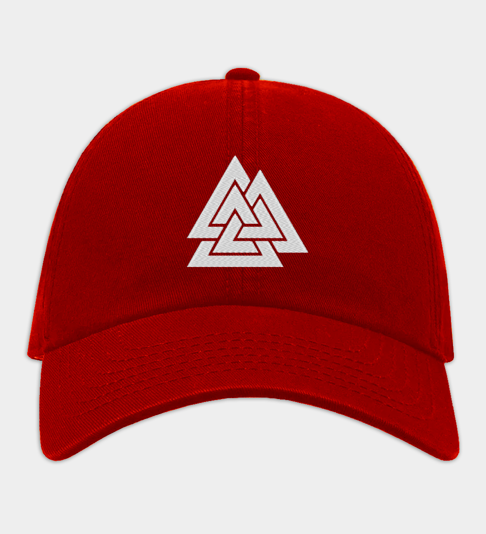 Odin's Valknut Embroidered Red Baseball Cap Odin's Valknut Embroidered Red Baseball Cap