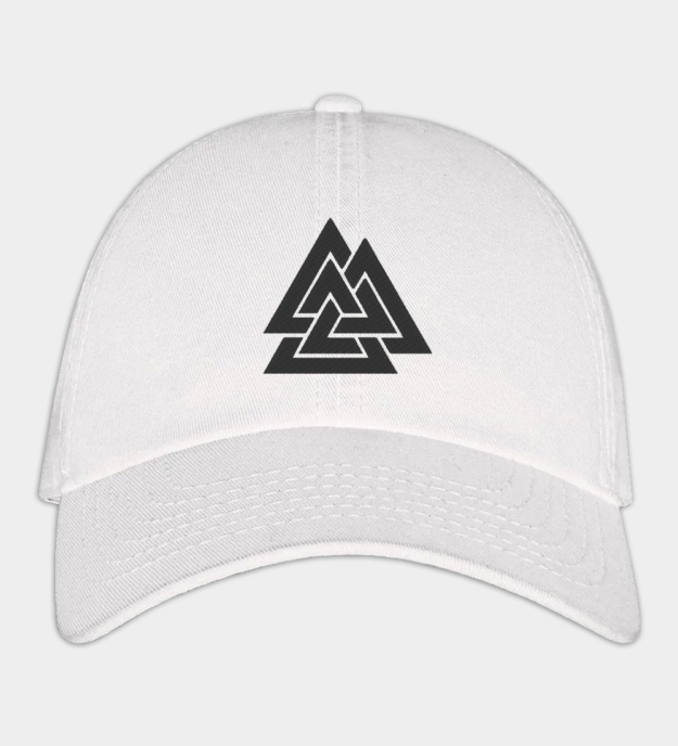 Odin's Valknut Embroidered White Baseball Cap
