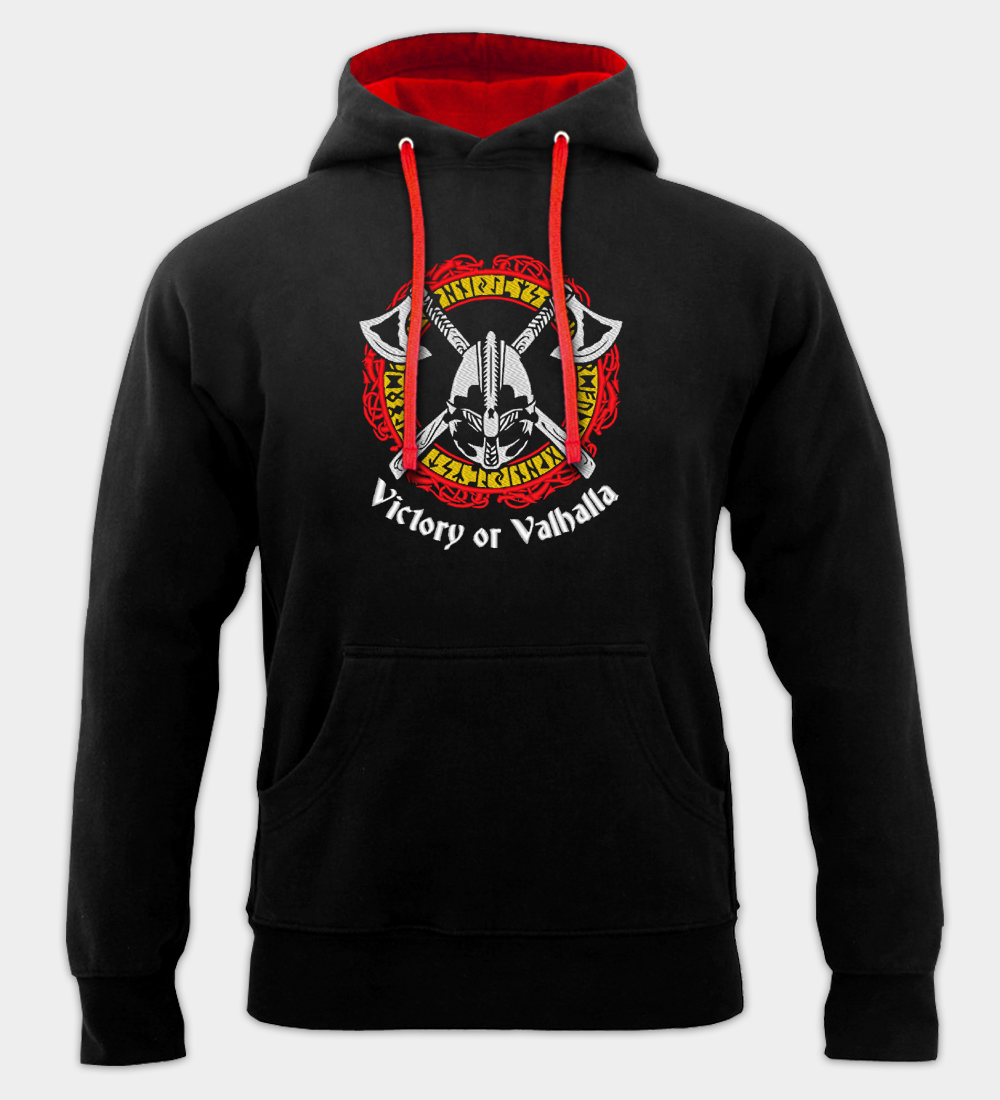 Victory or Valhalla Embroidered Hooded Sweashirt Victory or Valhalla Embroidered Hooded Sweashirt