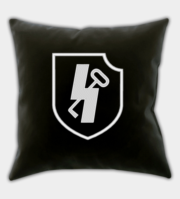 Waffen-SS Panzerdivision Hitlerjugend Insignia Embroidered Black Throw Pillow Cover