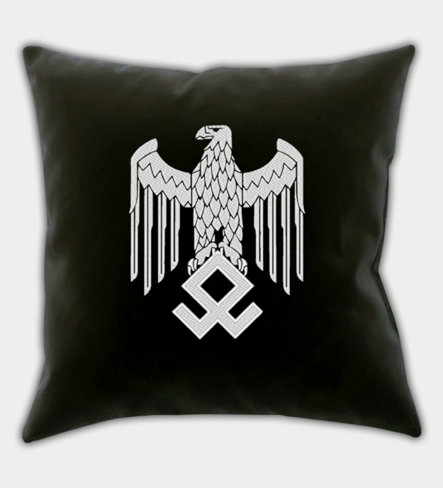 Wehrmacht Eagle Embroidered Black Throw Pillow Cover